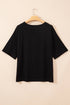 Black Checkerd DESERT DREAMS Printed Ripped Plus Size Tee